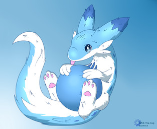 3_toes ambiguous_gender ball blep feet feral paws solo toes tongue tongue_out the-cog palworld pocketpair chillet pal_(species) hi_res