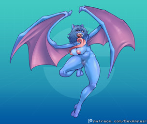 areola bat_wings big_breasts blue_body bodily_fluids breasts fangs female genitals hair huge_mouth long_tongue membrane_(anatomy) membranous_wings monster_girl_(genre) nipples nude open_mouth pokemorph pubes saliva saliva_on_tongue slightly_chubby teeth thick_thighs tongue tongue_out vulva wings dex_appeal nintendo pokemon bat generation_1_pokemon golbat humanoid mammal pokemon_(species) hi_res