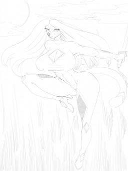 abs anthro athletic big_breasts breasts female huge_breasts jumping melee_weapon solo sword thick_thighs weapon wide_hips duplicatename taimanin_(series) siobhan_(duplicatename) domestic_ferret mammal mustelid musteline true_musteline weasel hi_res monochrome sketch