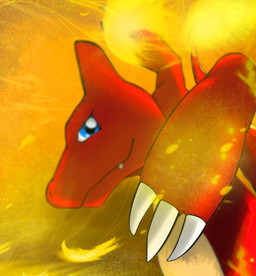 3_fingers attack blue_eyes claws finger_claws fingers fire flaming_tail horn looking_at_viewer male multicolored_body red_body red_horn red_tail solo tail tan_body teeth two_tone_body meraence nintendo pokemon charmeleon generation_1_pokemon pokemon_(species) scalie 2011 absurd_res digital_media_(artwork) hi_res