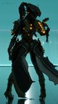 armor bodily_fluids clothed clothing dripping dripping_pussy dripping_wet female genital_fluids genitals glowing glowing_genitalia glowing_pussy hat headgear headwear looking_back pussy pussy_juice_drip pussy_juice_on_ground rear_view solo vaginal_fluids henrakio digital_extremes tencent warframe mesa_(warframe) mesa_prime alien alien_humanoid humanoid tenno 4k 9:16 absurd_res hi_res