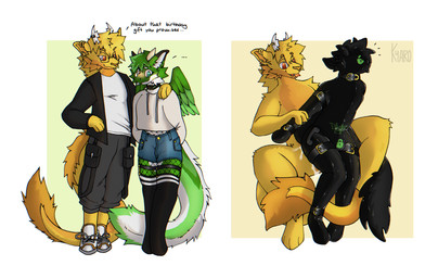 anthro blush bodily_fluids bottomwear cargo_pants clothing cum cum_in_ass cum_inside drone dronification duo femboy fluffy footwear fur fuzzy genital_fluids horn latex latex_drone legwear lock_bulge lock_symbol male male/male pants pattern_clothing pattern_legwear pattern_thigh_highs shoes shy socks striped_clothing striped_legwear striped_thigh_highs stripes thigh_highs thigh_socks yellow_body kyaro mythology sam_(samthederg) dragon furred_dragon furred_scalie mythological_creature mythological_scalie scalie hi_res