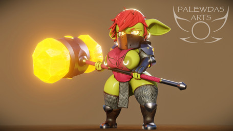 4_fingers amber_eyes areola armor belly bevor big_breasts big_butt big_ears biped blush boots breasts butt chainmail clothed clothing ear_piercing ear_ring exposed_breasts faceplate fantasy female female_humanoid fingers footwear giant_hammer green_body hair hammer holding_object holding_weapon maul mouthplate nipple_piercing nipples oversized_weapon paladin piercing red_hair ring_piercing shoes short_stack slightly_chubby solo thick_thighs tools unconvincing_armor weapon palewdas_arts palewdasarts_(modeler) mina_(palewdasarts) goblin humanoid 16:9 3d_(artwork) digital_media_(artwork) full-length_portrait hi_res portrait widescreen