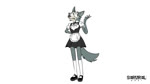 annoyed anthro apron choker clothed clothing crossdressing dialogue dress eye_roll food footwear gesture hand_gesture hands_behind_back holding_object humor jewelry legwear looking_at_viewer maid_uniform male narrowed_eyes necklace official_actor plate platter serving serving_food shoes simple_background socks solo standing stockings talking_to_viewer tsundere uniform v_sign waiter white_background working serareldeer beastars legoshi_(beastars) canid canine canis mammal wolf 16:9 2021 2d_animation animated dated digital_media_(artwork) english_audio frame_by_frame meme short_playtime signature sound voice_acted webm widescreen