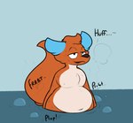 anthro big_tail blush blush_lines breath bubble droplets fart fart_bubbles fart_fetish farting_in_water gassy male panting partially_submerged raised_tail relieved solo sound_effects standing_in_water tail water_drop wet conditional_dnp verdantphysician canid canine fox mammal