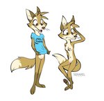 3_toes 4_toes anthro barefoot bottomless breasts clothed clothing domestic feet female genitals nipples nude pawpads paws pink_pawpads plantigrade pussy shirt shirt_only soles solo tail toes topwear topwear_only serareldeer nora_(serareldeer) canid canine fox mammal