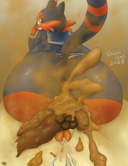 anthro anus big_butt black_body black_fur blush bodily_fluids butt clothing cum cumshot diarrhea duo ejaculation embarrassed fangs fart fart_cloud fart_fetish feces feces_in_ass feces_on_penis female female_pooping first_person_view fur genital_fluids genitals holding_nose looking_back male male/female multicolored_body multicolored_fur open_mouth penis pooping pooping_on_another pooping_on_dick pussyjob red_body red_fur scatplay school_uniform sex simple_background smile teeth uniform yellow_eyes drain_scat nintendo pokemon generation_2_pokemon generation_7_pokemon pokemon_(species) quilava torracat 2025 absurd_res hi_res