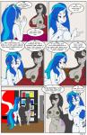 anthro anthrofied big_breasts black_nipples blue_hair breast_size_difference breasts casual_nudity clothed clothing comic cutie_mark dekomaru dialogue duo earth_pony english_text equid equine female female/female friendship_is_magic fur genitals grey_body grey_fur grey_hair grey_nipples hair hasbro hi_res horn horse mammal my_little_pony mythological_creature mythological_equine mythology navel nipples nude octavia_(mlp) pony pubes pussy speech_bubble text undressing unicorn vinyl_scratch_(mlp) white_body white_fur
