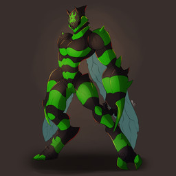 2_toes 3_fingers anthro blind claws digitigrade disability exoskeleton eyeless feet fingers insect_wings male markings muscular muscular_anthro muscular_male simple_background solo spikes stinger toes wings undeadkitty13 arthropod hymenopteran insect wasp 1:1 hi_res