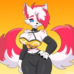 2_tails anthro big_breasts breasts clothed clothing collar eyebrow_piercing facial_piercing female fur hands_on_hips multi_tail piercing solo tail thick_thighs spongebandimark travis_the_dragon katsumi_(spongebandimark) canid canine fox mammal 1:1 hi_res