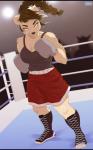 anthro blue_eyes bottomwear boxing boxing_gloves braided_hair brown_hair chest_tuft clothing eyebrows eyelashes female fighting_ring footwear fur hair handwear looking_at_viewer muscular muscular_anthro muscular_female shirt shorts solo sport tank_top topwear tuft gizmo0sue cub_brawler bear mammal 2018 hi_res