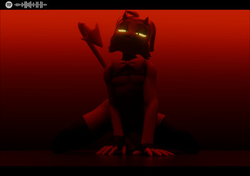 2_horns anthro bedroom_eyes black_bars black_clothing breasts clothed clothing female fingerless_gloves fingers fur gloves glowing glowing_eyes green_eyes hair handwear horn kneeling latex legwear looking_at_viewer male narrowed_eyes pole red_background red_body seductive simple_background solo spade_tail stockings stripper_pole tail thigh_highs topwear white_body yellow_eyes king_crook valorlynz_(modeler) hellaverse helluva_boss moxxie_(helluva_boss) bovid caprine demon demon_humanoid goat humanoid imp mammal 3d_(artwork) digital_media_(artwork) hi_res letterbox