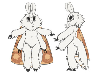 4_arms antennae_(anatomy) anthro arthropod_abdomen black_eyes black_sclera female fluffy fur insect_wings looking_at_viewer multi_arm multi_limb neck_tuft orange_wings solo tuft white_body white_fur wings tateoftot arthropod insect lepidopteran moth hi_res