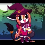 anthro candy chibi clothing dessert detailed_background female food hat headgear headwear magic_user solo star tail tail_tuft tuft witch witch_hat luna777 taratsu_(character)