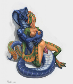 animal_genitalia anthro apode areola blue_body blue_eyes breast_grab breasts chair_position claws digitigrade duo erection feathers female female_penetrated from_behind_position genital_slit genitals green_body hand_on_breast hug legless lizard_tail male male/female male_penetrating male_penetrating_female markings nipples non-mammal_breasts nude nude_anthro nude_female nude_male open_mouth penetration penile penile_penetration penis penis_in_vagina scales serpentine sex simple_background smile snake_hood tail tan_body tan_markings vaginal vaginal_penetration vulva yellow_eyes klongi diane_(bahumot) ophius_(bahumot) cobra dinosaur draconcopode feathered_dinosaur feathered_scalie naga prehistoric_species reptile scalie snake theropod tyrannosaurid tyrannosauroid tyrannosaurus tyrannosaurus_rex digital_media_(artwork) hi_res