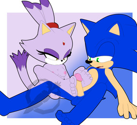 anthro breasts duo feet female foot_fetish foot_on_penis foot_play footjob genitals green_eyes hair hero lidded_eyes male male/female nude penile penis ponytail princess royalty sex smile toes two-footed_footjob yellow_eyes ogthecarrot sega sonic_the_hedgehog_(series) blaze_the_cat sonic_the_hedgehog domestic_cat eulipotyphlan felid feline felis hedgehog mammal absurd_res hi_res