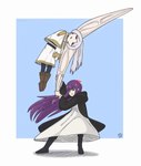 biped clothed clothing dress duo female fingers footwear hair humanoid_pointy_ears not_furry pointy_ears purple_hair shoes fiffer frieren_beyond_journey's_end fern_(frieren) frieren elf human humanoid mammal hi_res