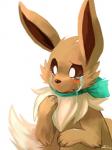 3:4 4_toes ambiguous_gender blush bodily_fluids brown_body brown_eyes brown_fur canid canine crying eevee feet feral fur generation_1_pokemon hi_res mammal nintendo open_mouth pokemon pokemon_(species) sad scarf simple_background solo tears toes tuft yassui