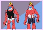anthro anthrofied arthropod boxers_(clothing) boxers_only briefs claws clothed clothing crawdaunt crustacean decapoda generation_3_pokemon hi_res lobster malacostracan male marine model_sheet nintendo no_shading pokemon pokemon_(species) shirt simple_background simple_eyes solo standing tank_top tighty_whities topless topwear underwear underwear_only violet3d white_briefs white_clothing white_underwear