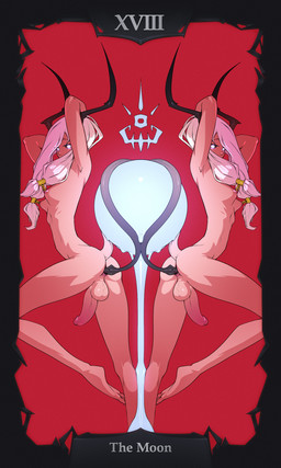 accessory anal anal_penetration balls card card_template duo genitals gynomorph hair hair_accessory hair_ring hands_behind_head horn intersex long_hair nude pale_skin penetration penis pose roman_numeral sex symbol tail tail_fetish tail_in_ass tail_insertion tail_play tail_sex text white_hair tail_box demon horned_humanoid humanoid hi_res