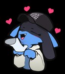 alpha_channel anthro blush blush_lines canid canine chin_scratch clothing ears_back female generation_4_pokemon hat headgear headwear heart_symbol hi_res hoodie j0lt long_sleeves lucario mammal nintendo pivoted_ears please_be_patient_i_have_autism pokemon pokemon_(species) solo sonofan topwear