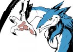 absurd_res anthro arm_blade arm_weapon blade bladed_weapon breasts claws cybernetic_arm cybernetic_limb cybernetics cyborg featureless_breasts female hair hi_res looking_at_viewer machine mantis_blades maru_(artist) melee_weapon sergal smile solo weapon wrist_blade wrist_weapon