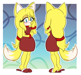 anthro clothed clothing dress feet female footwear fur hair shoes smile solo standing tail demichan sega sonic_boom sonic_the_hedgehog_(series) zooey_the_fox canid canine mammal digital_media_(artwork) hi_res