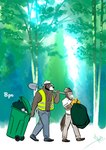 2024 abs anthro avian bear beard bgn biceps bird clothed clothing duo earth_day facial_hair forest hat headgear headwear hi_res male mammal manly muscular open_clothing open_topwear open_vest outside pecs plant safety_vest shovel shovel_over_shoulder tools topwear trash_bag trash_can tree vest