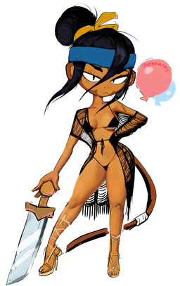 5_toes anthro black_hair bra breasts brown_body clothed clothing feet female footwear fur hair high_heels holding_melee_weapon holding_object holding_sword holding_weapon humanoid_feet looking_at_viewer melee_weapon narrowed_eyes open_clothing open_topwear panties plantigrade shoes simple_background solo standing sword tail toes topwear underwear weapon p0stalk bloons_tower_defense ninja_kiwi sauda_(bloons) haplorhine mammal monkey primate absurd_res digital_media_(artwork) hi_res