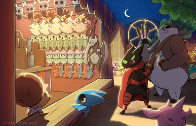 amusement_park anthro carnival_game corndog female food group male night ring_toss trio toasted_square cartoon_network hollow_knight_(franchise) mao_mao:_heroes_of_pure_heart sega sonic_the_hedgehog_(series) team_cherry adorabat badgerclops benny_(mao_mao) camille_(mao_mao) chester_nutz chubbum_(mao_mao) honey_(mao_mao) penny_(mao_mao) pinky_(mao_mao) shadow_the_hedgehog sheriff_mao_mao_mao the_knight_(hollow_knight) amphibian badger bat chameleon domestic_cat felid feline felis flea_(hollow_knight:_silksong) flying_squirrel frog grub_(hollow_knight) lizard mammal mustelid musteline porcupine reptile rhinoceros rodent scalie sciurid colored crossover digital_drawing_(artwork) digital_media_(artwork) hi_res signature