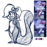 accessory anthro bow_(feature) bow_accessory bow_ribbon female hair hair_accessory hair_bow hair_ribbon ribbons simple_background solo white_background lirkov tiny_toon_adventures warner_brothers fifi_la_fume mammal mephitid skunk 1:1 digital_media_(artwork) monochrome sketch