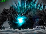 ambiguous_gender feral glowing glowing_blue sea serious simple_background solo water znackyartz godzilla_(series) godzilla_minus_one toho kaiju monster 4:3 hi_res male_(lore)