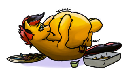 abdominal_bulge ambiguous_gender ambiguous_prey duo feathers female female_pred feral feral_pred fully_inside gravy peacock_feather same_size_vore vore doesnotexist gyrotech hasbro my_little_pony gyro_feather southern_belle_(pony) earth_pony equid equine horse mammal pony digital_media_(artwork) hi_res