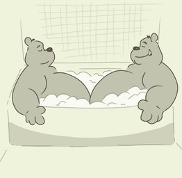 anthro bath bathtub belly duo male male_anthro nude obese obese_anthro obese_male overweight overweight_anthro overweight_male water roderickraccoon bear mammal