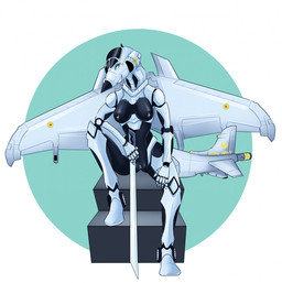 aircraft airplane anthro back_wings black_body breasts cockpit female genitals grey_body jet machine melee_weapon metallic_body nipples not_furry nude nude_anthro nude_female simple_background smile solo sword tail vehicle vulva weapon wheel wheel_feet wings piippujalka harrier harrier_jump_jet basher_(llyander) aeromorph living_aircraft living_machine living_vehicle robot digital_media_(artwork) hi_res