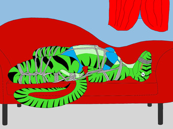anthro arms_tied bdsm biped black_stripes blue_bra blue_clothing blue_underwear blush bondage bound bra breasts clothing curtains female frogtied green_body grey_rope hands_behind_back legs_tied muzzle_(object) muzzled restraints rope rope_bondage solo striped_body stripes submissive submissive_anthro submissive_female teeth underwear dubstep-squid dinosaur prehistoric_species reptile scalie 2016 4:3