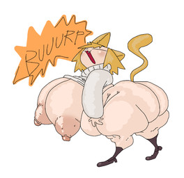 areola big_breasts big_butt big_nipples blonde_hair breasts burping butt clothing eyes_closed fangs female hair huge_breasts love_handles montgomery_glands nipples open_mouth overweight overweight_female overweight_humanoid simple_background solo sweater tail teeth text topwear white_background white_clothing white_sweater white_topwear kryadrawgin tsukihime type-moon neco-arc animal_humanoid cat_humanoid felid felid_humanoid feline feline_humanoid humanoid mammal mammal_humanoid hi_res