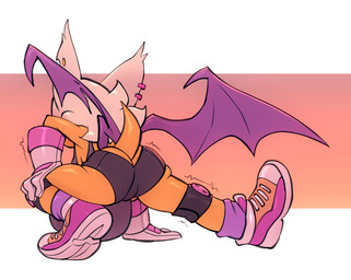 anthro athletic_wear big_breasts bottomwear breasts butt clothing exercise female gloves gym_bottomwear gym_shorts handwear hotpants huge_breasts knee_pads rear_view shorts solo stretching wings bigdad sega sonic_the_hedgehog_(series) mormoopia_rouge_(bigdad) rouge_the_bat bat mammal 2022
