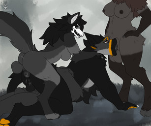 all_fours anal anal_penetration animal_genitalia animal_penis anthro balls big_balls black_body black_nipples bodily_fluids_on_penis bone breasts brown_body butt canine_genitalia canine_penis deep_throat doggystyle dominant dominant_gynomorph dominant_intersex double_penetration fellatio foursome from_behind_position fur gangbang genitals gradient_hair group group_sex gynomorph gynomorph/male gynomorph_on_bottom gynomorph_on_top gynomorph_penetrating gynomorph_penetrating_male hair hand_on_hip hand_on_shoulder hooves intersex intersex/male intersex_on_bottom intersex_on_top intersex_penetrating intersex_penetrating_male knot knotted_penis larger_penetrated looking_at_another looking_at_partner looking_up male male_on_top male_penetrated nipples nude on_bottom on_top oral oral_penetration orange_body orange_eyes orange_fur outside penetration penile penis riding sex side_boob side_view size_difference skull skull_head small_dom_big_sub squeezing standing thrusting sirdoomwolf american_mythology indigenous_north_american_mythology mythology north_american_mythology scp_foundation atlas_(fv4005stage2) blair_(sirdoomwolf) mal0 scp-1471-a sergal skulldog_(species) wendigo 6:5 absurd_res hi_res