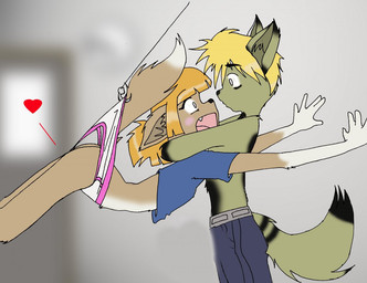 anthro briefs censored_genitalia censored_penis clothed clothing colored_edge_panties colored_edge_underwear duo embarrassed female fish_hook hook male male/female panties pantsless shirtless_male underwear wedgie white_clothing white_panties white_underwear dogmaf canid canine mammal censored