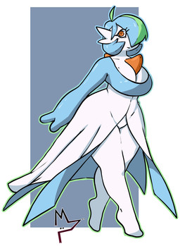 antenna_hair big_breasts blue_body blue_hair breasts chest_spike cleavage clothed clothing dress eyelashes featureless_crotch female female_humanoid green_hair hair looking_at_viewer multicolored_hair orange_eyes pseudo_clothing solo spikes spikes_(anatomy) thick_thighs two_tone_hair walking white_body wide_hips donedoggo nintendo pokemon gardevoir generation_3_pokemon humanoid pokemon_(species) shiny_pokemon 2026 absurd_res digital_drawing_(artwork) digital_media_(artwork) full-length_portrait hi_res portrait