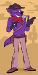 canine cowboy fur looking_at_viewer mammal one_eye_closed purple_fur sekotta solo source_request unknown_artist wink wolf
Rating: Questionable
Score: 1
User: sekotta
Date: August 22, 2013