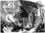 ambiguous_gender baby back_wings big_wings claws crouching duo_focus eyes_closed feathered_wings feathers featureless_crotch feet finger_claws fingers fire group holding_violin long_neck looking_at_viewer membrane_(anatomy) membranous_wings not_furry nude open_mouth sharp_teeth stairs tail teeth toes wings young themrzeet demon demon_humanoid human humanoid mammal monster monstrous_humanoid detailed greyscale hi_res monochrome traditional_media_(artwork)