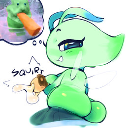 ambiguous_gender ambiguous_humanoid antennae_(anatomy) bedroom_eyes big_butt blush blush_lines bottomwear bulge butt butt_squish carrot chibi clothed clothed_ambiguous clothing duo eclair erection eyebrows eyelashes faceless_character faceless_male first_person_view food food_fetish glistening glistening_butt glistening_eyes green_body green_skin head_turned looking_at_viewer looking_back looking_back_at_viewer male male/ambiguous male_pov mostly_offscreen_character mostly_offscreen_male multicolored_eyes narrowed_eyes noseless nude_humanoid onomatopoeia open_mouth open_smile pants pastry plant pupils real seductive simple_background sitting sitting_on_another sitting_on_bulge smile solo_focus sound_effects squish suggestive suggestive_food suggestive_look teasing teasing_viewer text thought_bubble touching_bulge vegetable white_background white_mouth white_sclera wings ligma_(artist) nintendo pokemon ambiguous_species celebi cricetid fairy generation_2_pokemon hamster humanoid legendary_pokemon mammal pokemon_(species) rodent winged_humanoid 2025 digital_media_(artwork) english_text shaded soft_shading