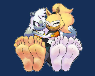 5_toes anthro barefoot duo fangs feet female foot_fetish foot_focus hug humanoid_feet plantigrade purple_eyes smile soles teeth toes detectivebubble idw_publishing sega sonic_the_hedgehog_(comics) sonic_the_hedgehog_(idw) sonic_the_hedgehog_(series) tangle_the_lemur whisper_the_wolf canid canine canis lemur mammal primate strepsirrhine wolf hi_res