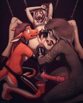 ahegao anal anal_fisting anal_penetration animal_genitalia animal_penis anthro anus armband blush bodily_fluids breasts chain chaps clenched_hands clothing collaborative_fisting cum cumshot double_fisting ear_piercing ear_ring ejaculation equine_genitalia equine_penis facial_piercing fisting foreskin freckles genital_fluids genitals gloves group guiche_piercing gynomorph hair hand_holding handjob handwear hooves intersex latex latex_clothing latex_gloves latex_handwear looking_pleasured lube lube_container lube_drip lube_in_ass medial_ring nipple_piercing nipples nose_piercing nose_ring orgasm orgasm_face penetration penile penis piercing precum puffy_anus ring_piercing sackless sex sex_swing tongue tongue_out trio glopossum mythology bronwynn_(glopossum) constance_(glopossum) red_(glopossum) cervine deer dragon equid equine fallow_deer horse hybrid lizard mammal mythological_creature mythological_scalie reptile scalie 4:5 digital_media_(artwork) hi_res nonbinary_(lore) trans_(lore) trans_woman_(lore)