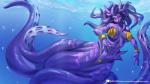 anthro bubble day detailed_background female outside purple_eyes smile solo underwater water alanscampos animal_humanoid cephalopod cephalopod_humanoid cephalopod_taur humanoid marine marine_humanoid mollusk mollusk_humanoid monster taur 16:9 2019 digital_media_(artwork) hi_res widescreen