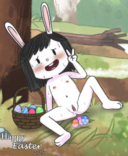 anthro anus basket black_hair blush bodily_fluids buckteeth clitoral_hood clitoris container easter_egg egg embarrassed female genital_fluids genitals gesture hair hand_gesture holidays innie_vulva loli looking_at_viewer navel nipples nude open_mouth pink_nipples presenting presenting_vulva smile solo spread_legs spreading sweat sweatdrop tears tears_of_pleasure teeth tired v_sign vaginal_fluids vulva white_body young young_female silvercoconut third-party_edit easter elinor_wonders_why pbs elinor_rabbit lagomorph leporid mammal rabbit 2025 hi_res