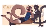 anthro athletic athletic_anthro athletic_male black_body black_fur bottomwear brown_hair butt chest_tuft clothing dipstick_tail duo eye_contact feet femboy fluffy fluffy_tail fur hair kerchief long_tail looking_at_another male male/male markings neckerchief neckwear pants pawpads shirtless_anthro shirtless_male shorts tail tail_markings tuft whiskers katfishcom isaac_bishop_(bishopsquared) sil_blackmon domestic_cat felid feline felis mammal siamese hi_res