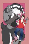 2019 2:3 absurd_res anthro balls blush bodily_fluids bottomless clothed clothing drooling duo erection eyes_closed generation_8_pokemon genitals hi_res human humanoid_genitalia humanoid_penis interspecies larger_anthro larger_male licking long_tongue male male/male mammal nintendo obstagoon open_mouth penis pokemon pokemon_(species) pokephilia saliva saliva_on_tongue securipun selfie sharp_teeth size_difference smaller_human smaller_male smile teeth tongue tongue_out